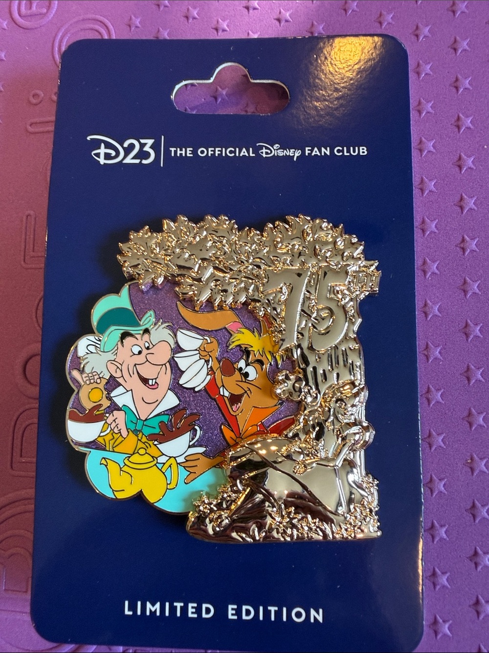 D23 Disney Limited Edition 1000 Mad Hatter and March Hare 75th Anniversary Pin